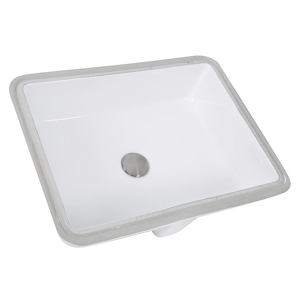 Nantucket Sinks 17 Inch x 13 Inch Glazed Bottom Undermount Rectangle Ceramic Sink In White GB-17x13-W